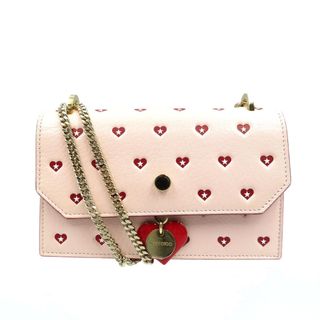 ジミーチュウ(JIMMY CHOO)の美品 ジミーチュウ フィンリー 2017年バレンタイン限定 Sweet Heart レザー ゴールド金具 ピンク チェーンショルダーバッグ 0112【中古】JIMMY CHOO(ショルダーバッグ)