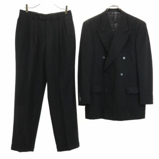 Calvin Klein - カルバンクライン 日本製 ウール ストライプ柄 スーツ 上下セットアップ 上C88-94/下31 黒 Calvin Klein ダブルボタン メンズ 【中古】  【240105】