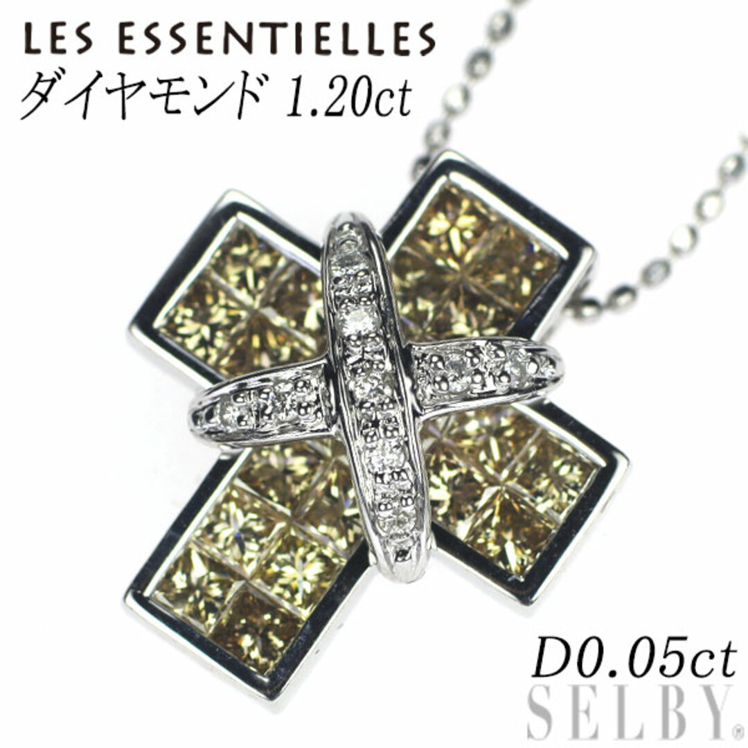 アクセサリーレ・エッセンシャル K18WG ダイヤモンド ペンダントネックレス 1.20ct D0.05ct クロス