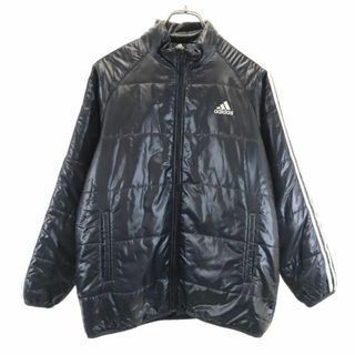 アディダス(adidas)のアディダス ロゴプリント 中綿ジャケット 160 ブラック系 adidas ワンポイント スポーツ キッズ 古着 【240105】(ジャケット/上着)