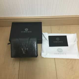 VERSACE ヴェルサーチ メデューサフラップボタン二つ折りコンパクトウォレット 財布 コインケース カードケース ブラック