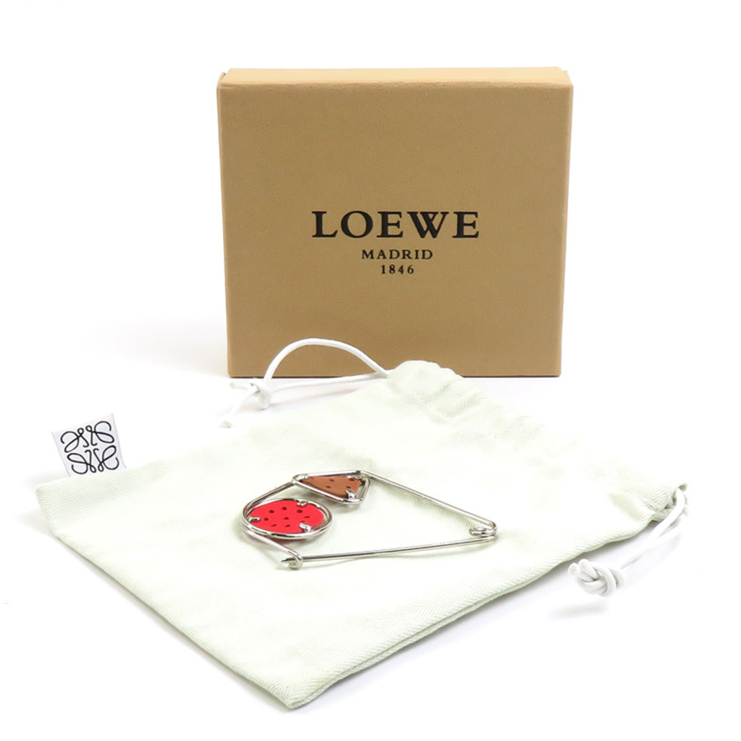 LOEWE(ロエベ)のロエベ LOEWE ブローチ レザー/メタル レッド×ブラウン×シルバー ユニセックス 送料無料【中古】 h30029g ハンドメイドのアクセサリー(コサージュ/ブローチ)の商品写真