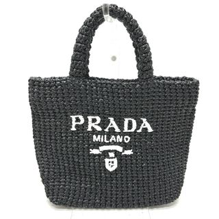 プラダ(PRADA)のプラダ PRADA スモール クロシェ 1BG422 トライアングルロゴ ストロー ハンドバッグ トートバッグ ラフィア ブラック(トートバッグ)