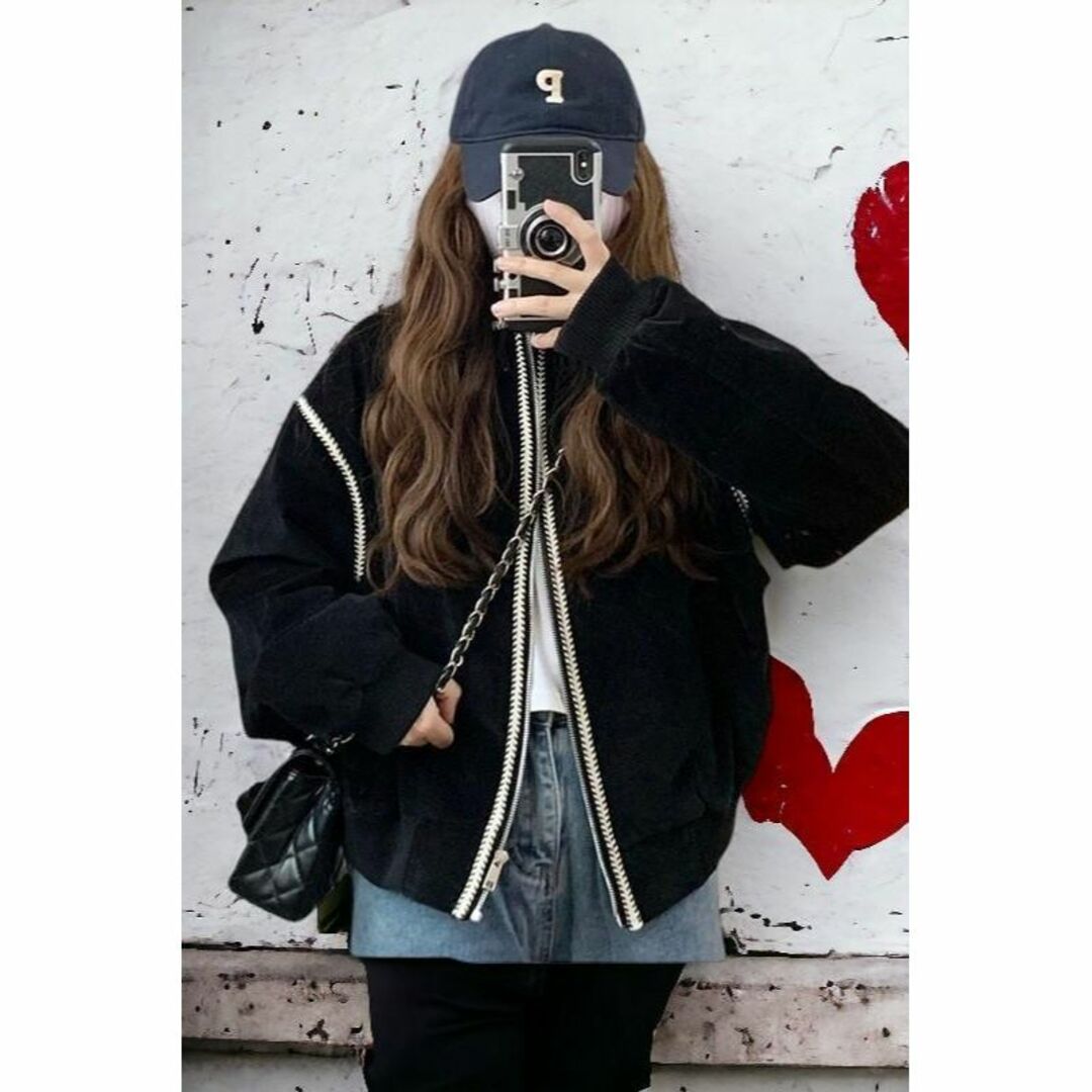 ステッチ デザイン ブルゾン アウター Lサイズの通販 by kokoshop|ラクマ