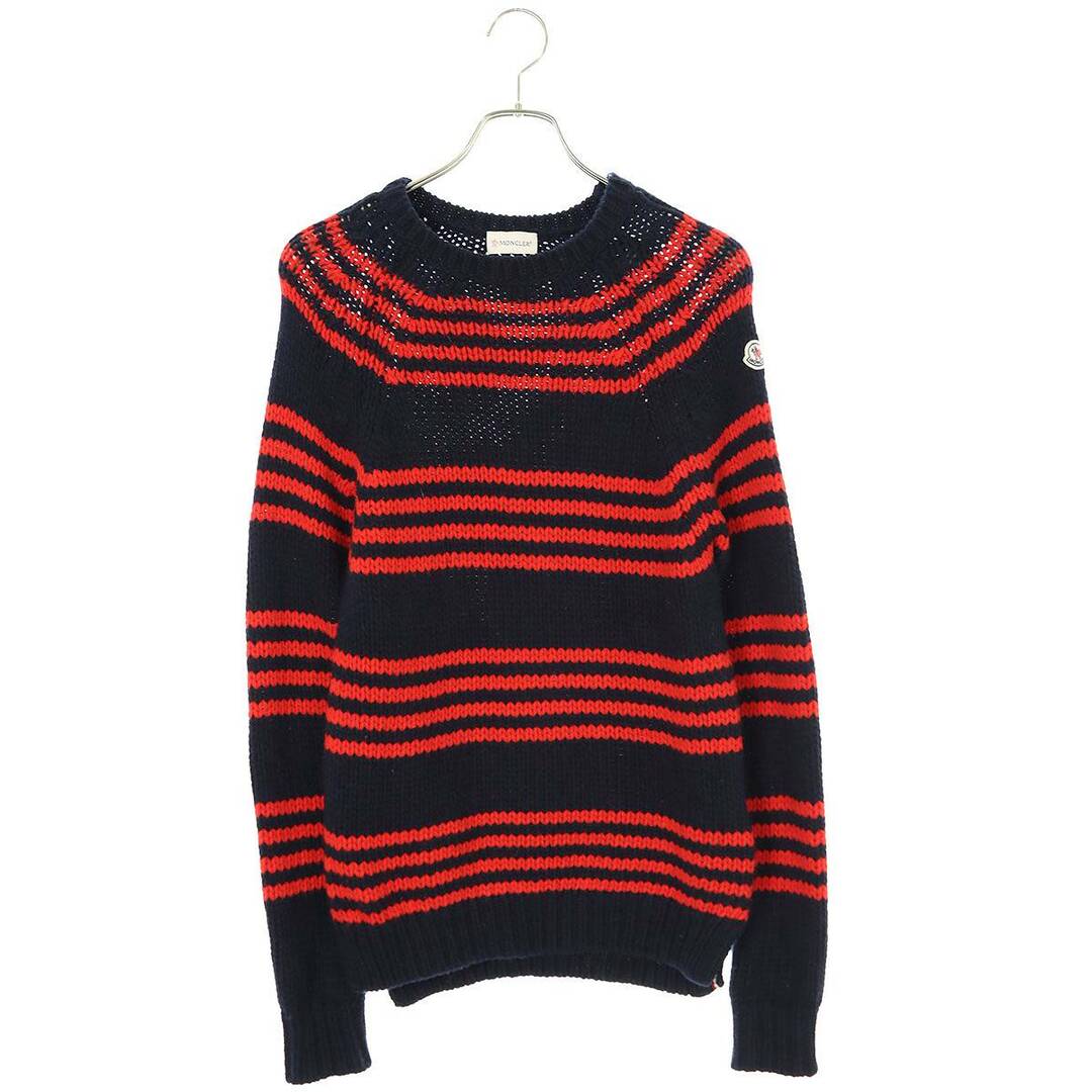 モンクレール  MAGLIONE TRICOT GIROCOLLO ロゴワッペンボーダーニット メンズ Sメンズ