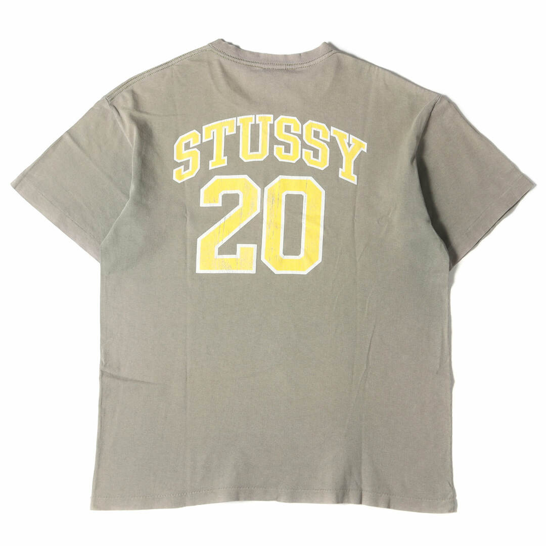 STUSSY ステューシー Tシャツ サイズ:M 90s OLD STUSSY 紺タグ ナンバリングロゴ クルーネック 半袖 Tシャツ USA製  カーキ 90年代 アーカイブ トップス カットソー【メンズ】【中古】