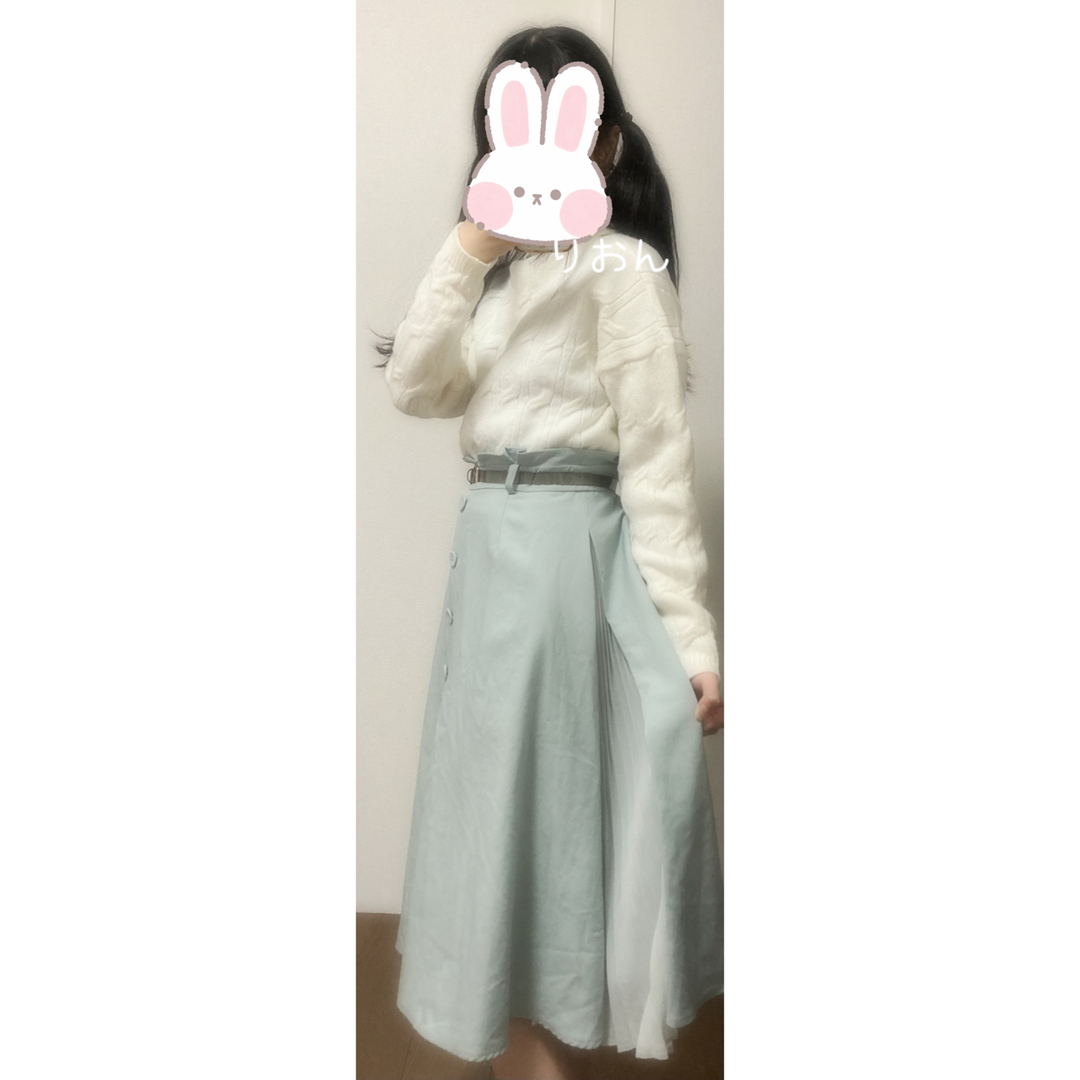 MISCH MASCH(ミッシュマッシュ)の美品♡ミッシュマッシュ♡くすみグリーン♡サイドプリーツスカート レディースのスカート(ひざ丈スカート)の商品写真
