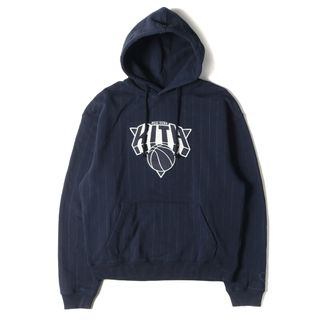 美品 KITH NYC キス ニューヨークシティー パーカー サイズ:M 23AW NBA New York Knicks ニックス ピンストライプ スウェット パーカー NY Pinstripe Williams III Hoodie ネイビー 紺 トップス フーディー コラボ【メンズ】【中古】(パーカー)