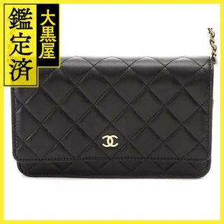 シャネル(CHANEL)のシャネル　マトラッセクラシックチェーンウォレット　ブラック／GP　【471】(財布)