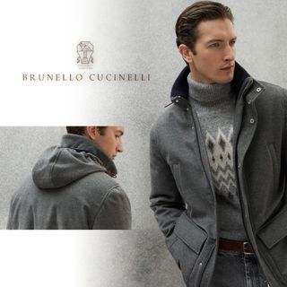 ブルネロクチネリ(BRUNELLO CUCINELLI)のL49★美品★極上ビーバーカシミヤ100% 中綿入りコート ブルネロクチネリ(ダウンジャケット)