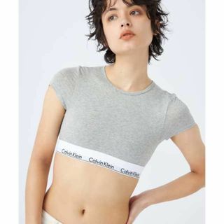 シーケーカルバンクライン(ck Calvin Klein)のカルバンクライン　レディース 　上着　Tシャツ　ブラカット　Sサイズ　グレー(Tシャツ(半袖/袖なし))