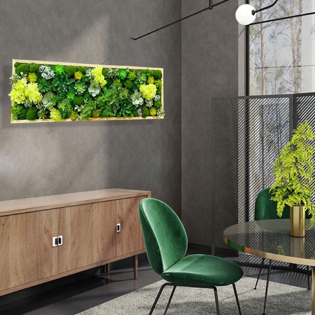 壁飾り 人工観葉植物 壁掛けインテリア ディスプレイ 壁掛けミックスグリーン造花 ハンドメイドのインテリア/家具(インテリア雑貨)の商品写真