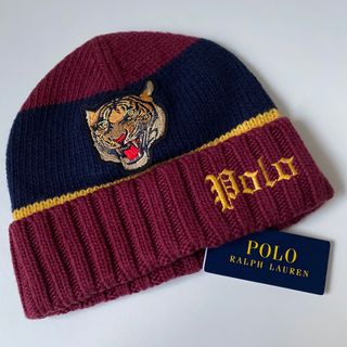 ポロラルフローレン(POLO RALPH LAUREN)のPOLO ラルフローレン ニット帽 タイガーワッペン フリーサイズ(ニット帽/ビーニー)