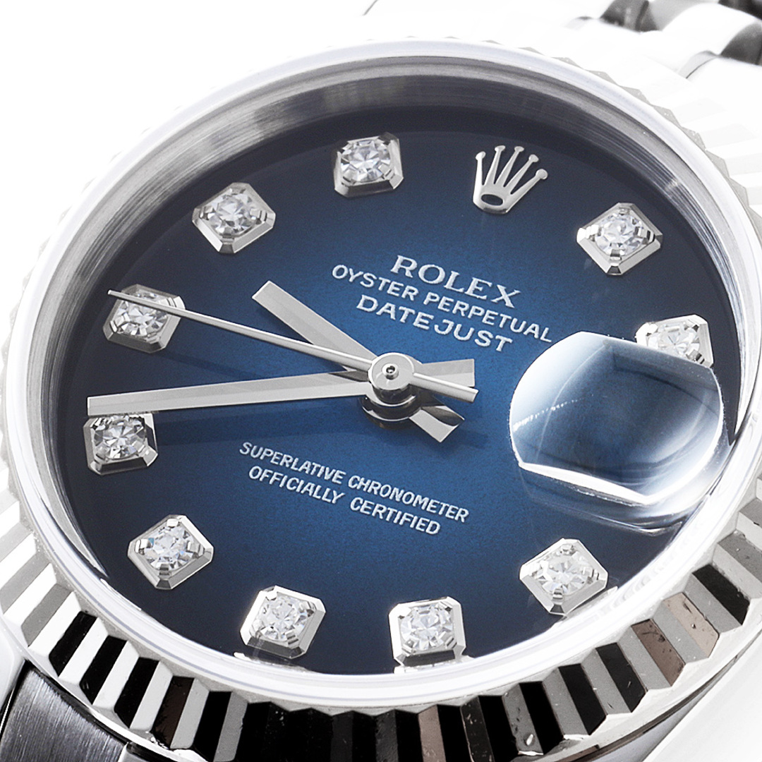 ROLEX(ロレックス)のロレックス デイトジャスト 10Pダイヤ 179174G ブルー グラデーション D番 レディース 中古 腕時計 レディースのファッション小物(腕時計)の商品写真