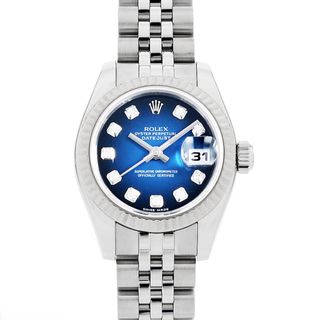 ロレックス(ROLEX)のロレックス デイトジャスト 10Pダイヤ 179174G ブルー グラデーション D番 レディース 中古 腕時計(腕時計)