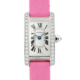 カルティエ(Cartier)のカルティエ ミニタンクアメリカン ベゼルダイヤ WB710015 レディース 中古 腕時計(腕時計)