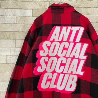 アンチソーシャルソーシャルクラブ(ANTI SOCIAL SOCIAL CLUB)のアンチソーシャルソーシャルクラブ USA チェックシャツ バックロゴ 赤 黒 L(シャツ)