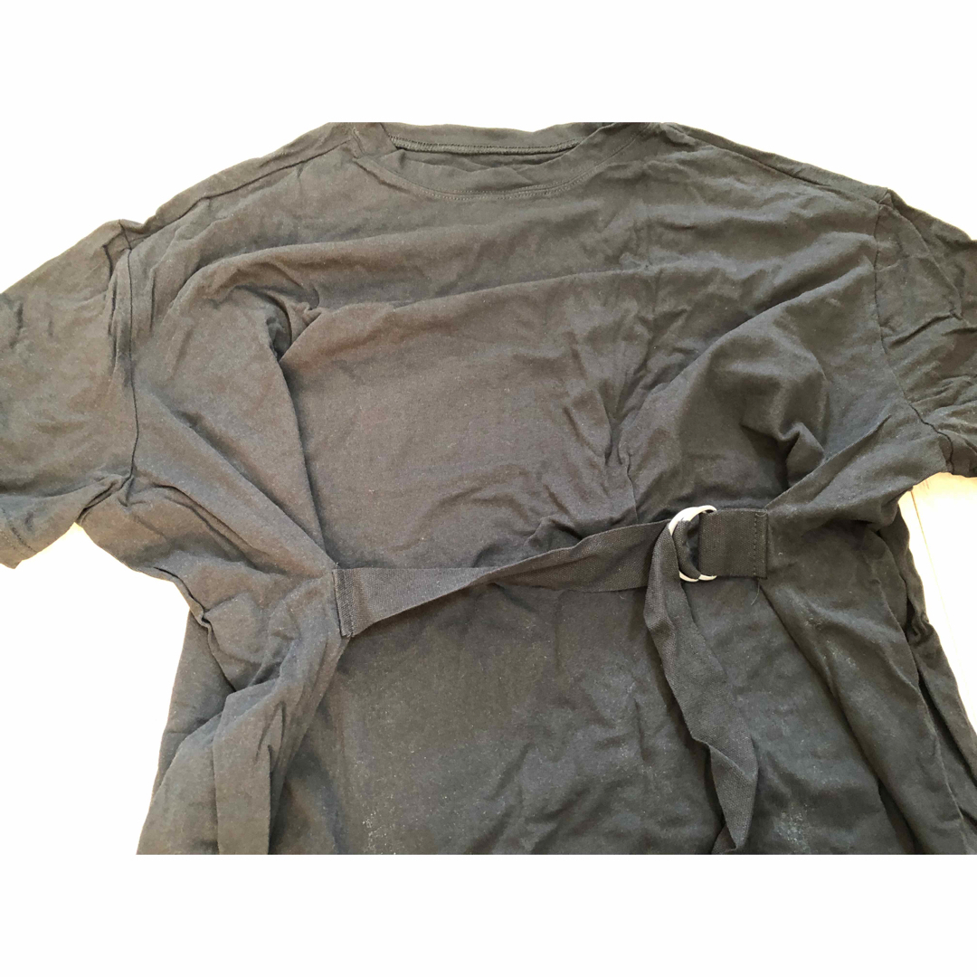 GRL(グレイル)のベルト付きロング丈半袖Tシャツブラック レディースのトップス(Tシャツ(半袖/袖なし))の商品写真
