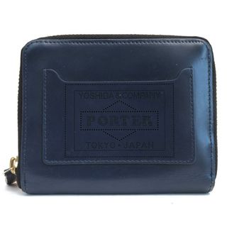 ポーター(PORTER)のポーター 吉田カバン／PORTER 財布 ウォレット メンズ 男性 男性用レザー 革 本革 ネイビー 紺  384-02966 BRIGHT STAR WALLET ブライトスター レーザー加工 ラウンドジップ ラウンドファスナー 小銭入れあり(長財布)