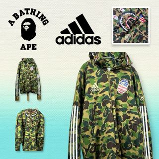 アベイシングエイプ(A BATHING APE)のA BATHING APE × adidas コラボ シャーク迷彩パーカー　XL(パーカー)