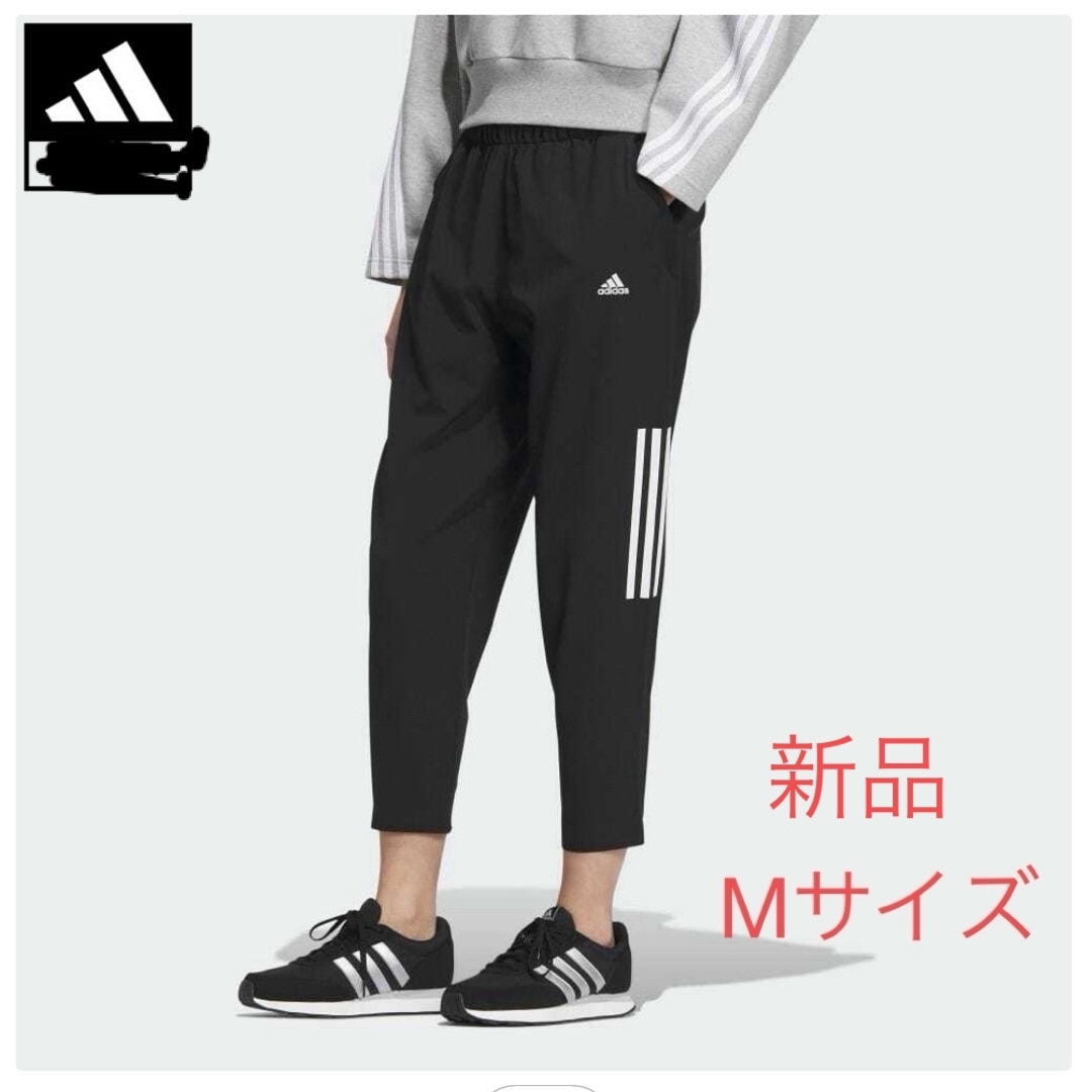 アディダス adidas  レディースウーブンストレッチ 7/8丈パンツ 黒 M スポーツ/アウトドアのランニング(ウェア)の商品写真