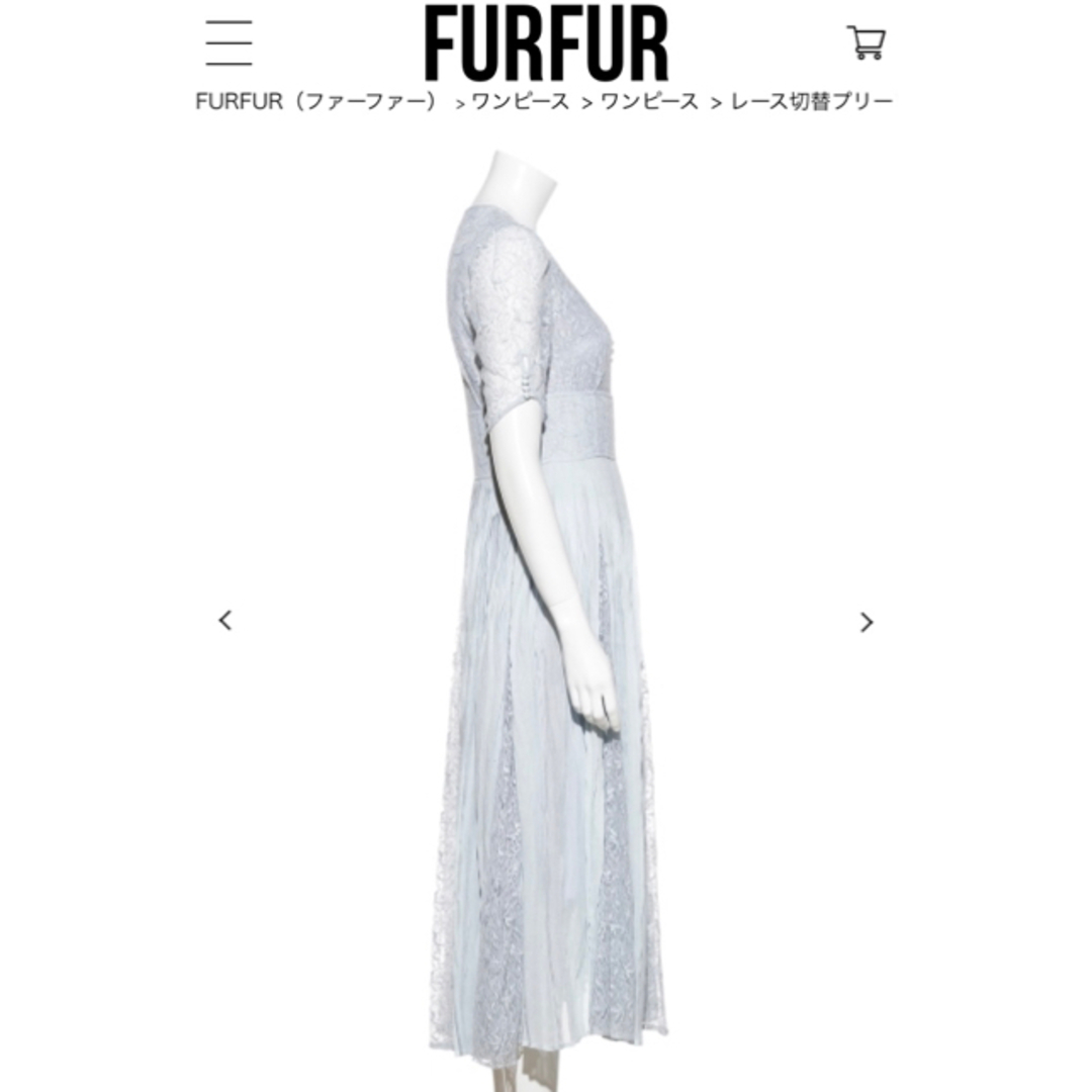fur fur(ファーファー)のFURFUR ファーファー レース切り替えプリーツワンピース レディースのワンピース(ロングワンピース/マキシワンピース)の商品写真