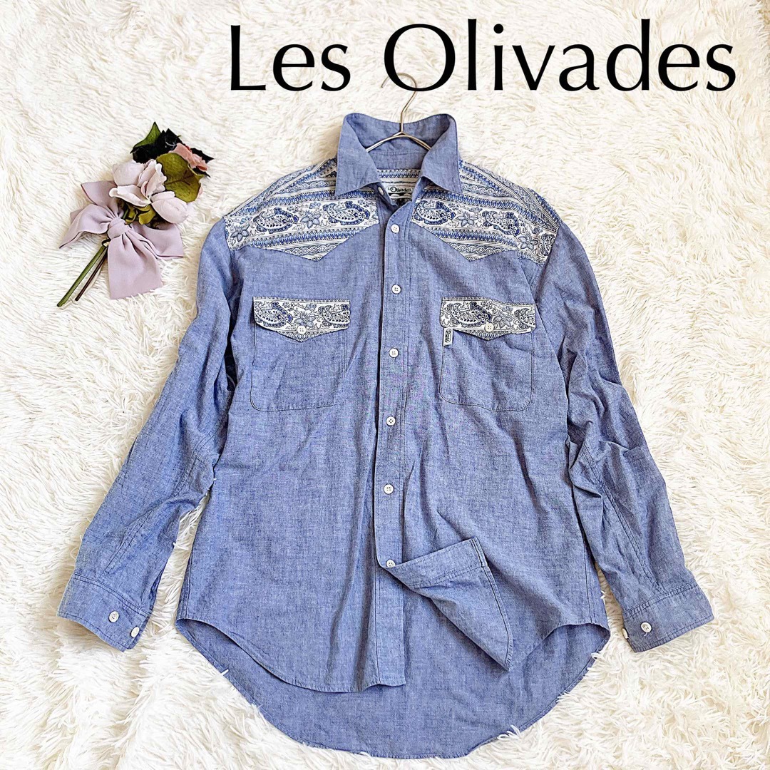 ✳︎美品✨Les Olivadesレゾリヴァード　大きいサイズシャンブレーシャツ レディースのトップス(シャツ/ブラウス(長袖/七分))の商品写真