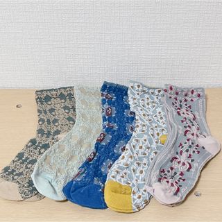 【5足セット】靴下 ソックス おしゃれ 刺繍 韓国 花柄 レディース  (ソックス)