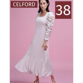 セルフォード(CELFORD)の【最終価格】CELFORD 割繊サテンギャザースリーブワンピース PBEG(ロングワンピース/マキシワンピース)