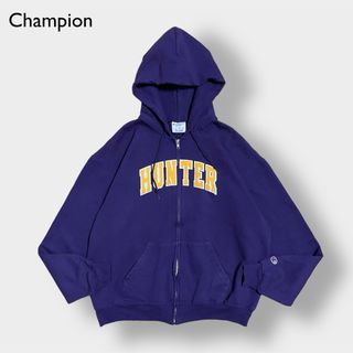 チャンピオン(Champion)のChampion スウェット ジップアップパーカー HUNTER 刺繍ロゴ 古着(パーカー)