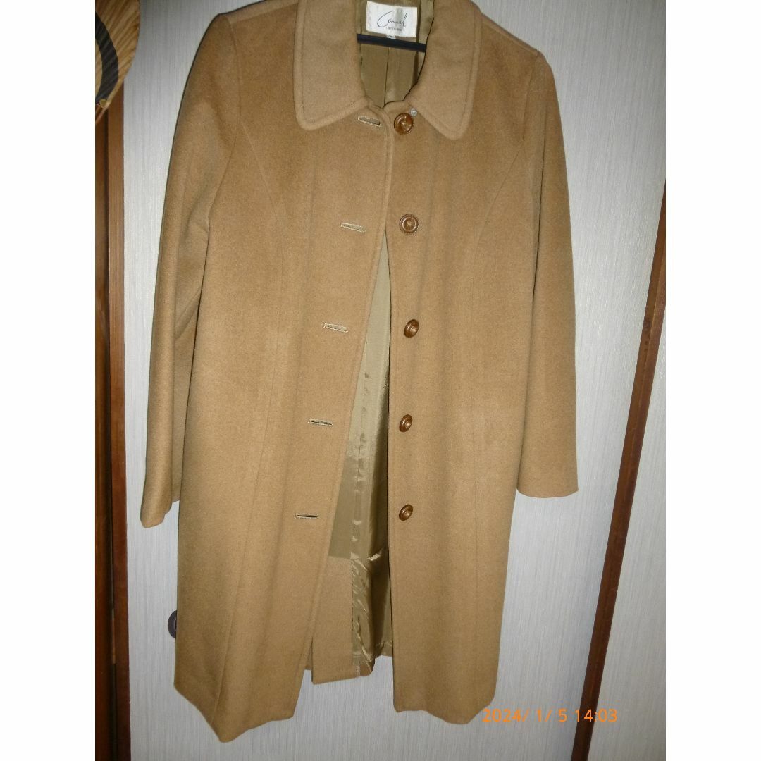キャメルカシミア１００％ステンカラーコート レディースのジャケット/アウター(ロングコート)の商品写真