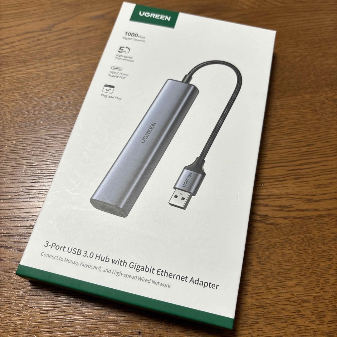 UGREEN(ユーグリーン)のUGREEN 3-Port USB3.0 HUB Giga Bit LAN端子付 スマホ/家電/カメラのPC/タブレット(PC周辺機器)の商品写真