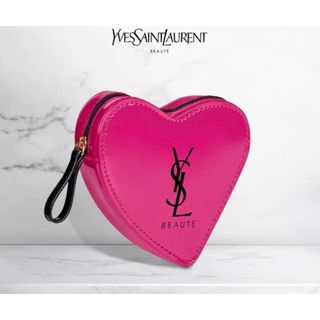 イヴサンローランボーテ(Yves Saint Laurent Beaute)のイヴサンローラン　ノベルティ　エナメルポーチハート型　小物入れ　ミラー(ポーチ)