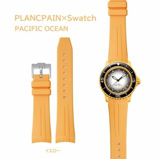 PLANCPAIN×Swatch ライン入りラバーベルト イエロー(ラバーベルト)