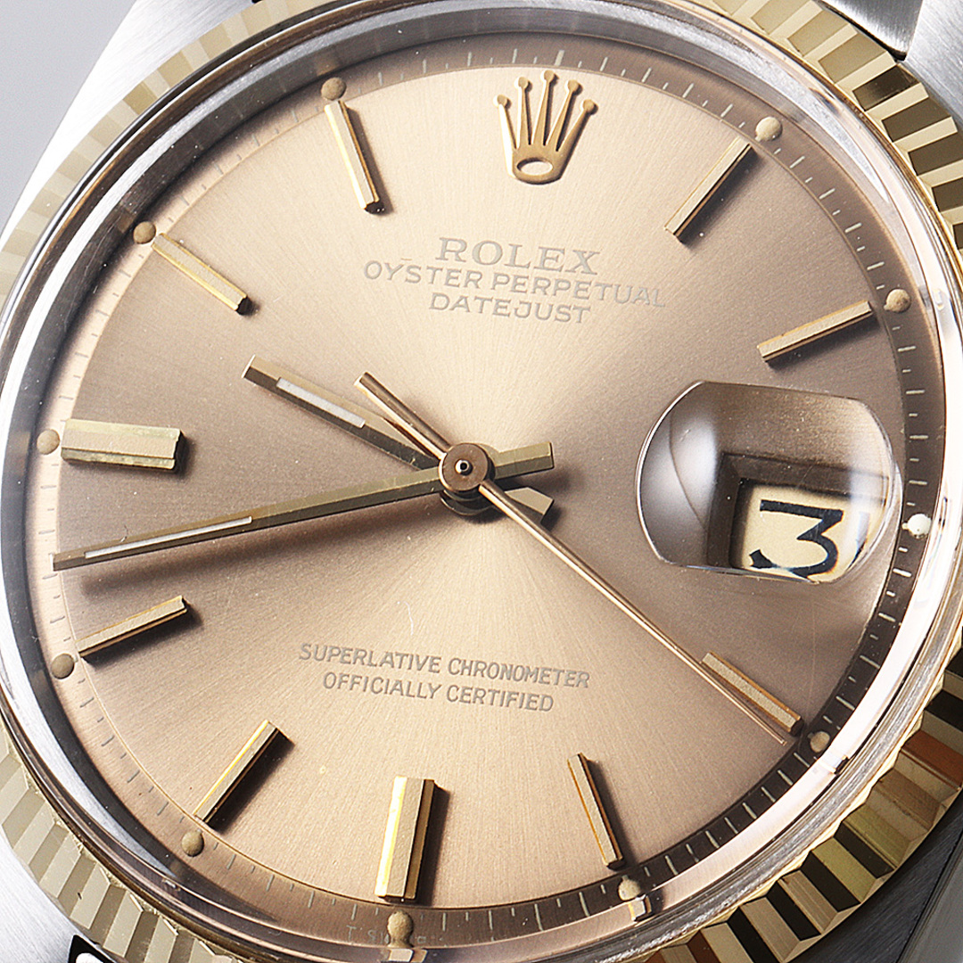 ROLEX(ロレックス)のロレックス デイトジャスト 1601 ブラウン ゴーストダイアル バー 33番 33番 メンズ アンティーク 腕時計 メンズの時計(腕時計(アナログ))の商品写真