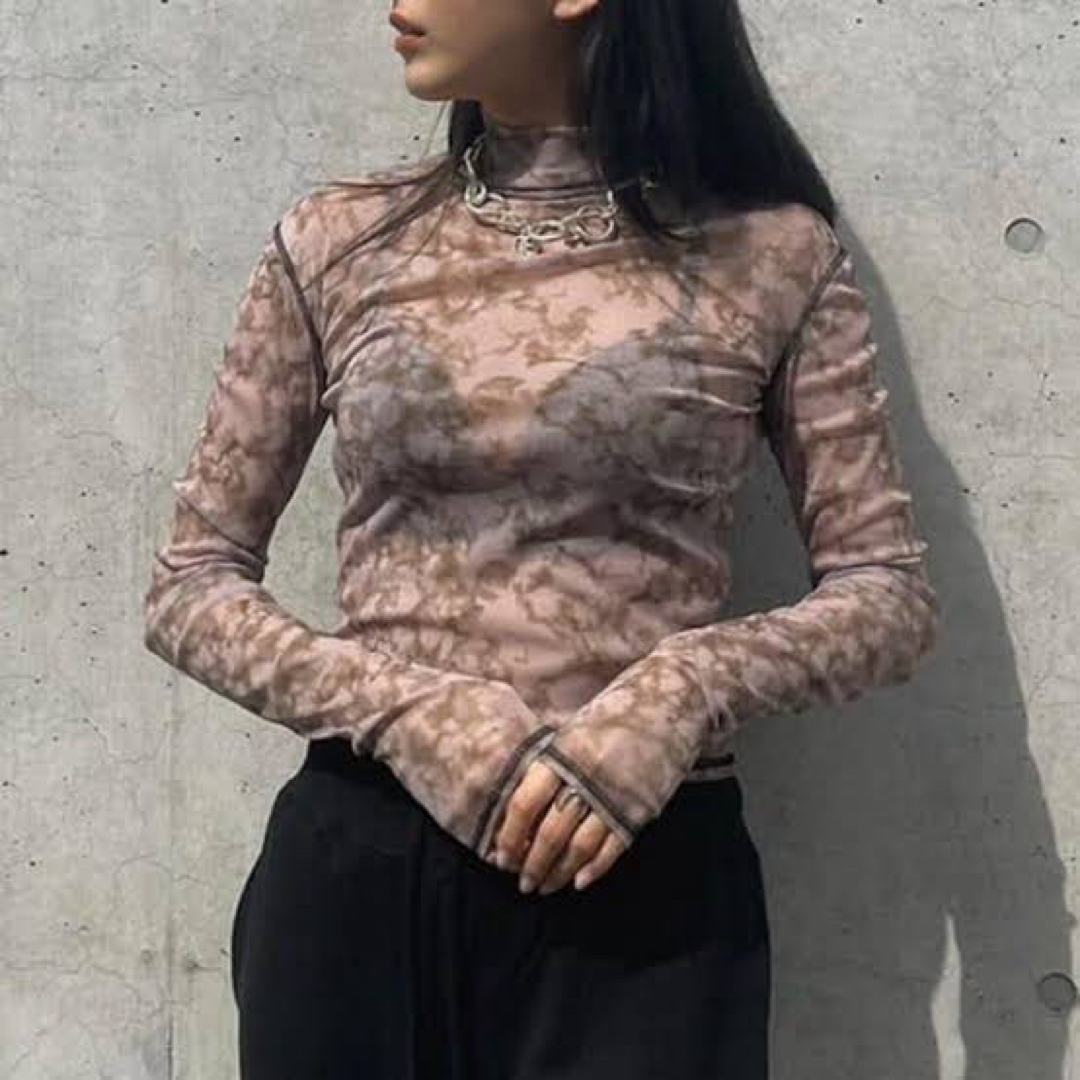 JUEMI(ジュエミ)のJuemi STONE TULLE TURTLE NECK シアートップス レディースのトップス(カットソー(長袖/七分))の商品写真