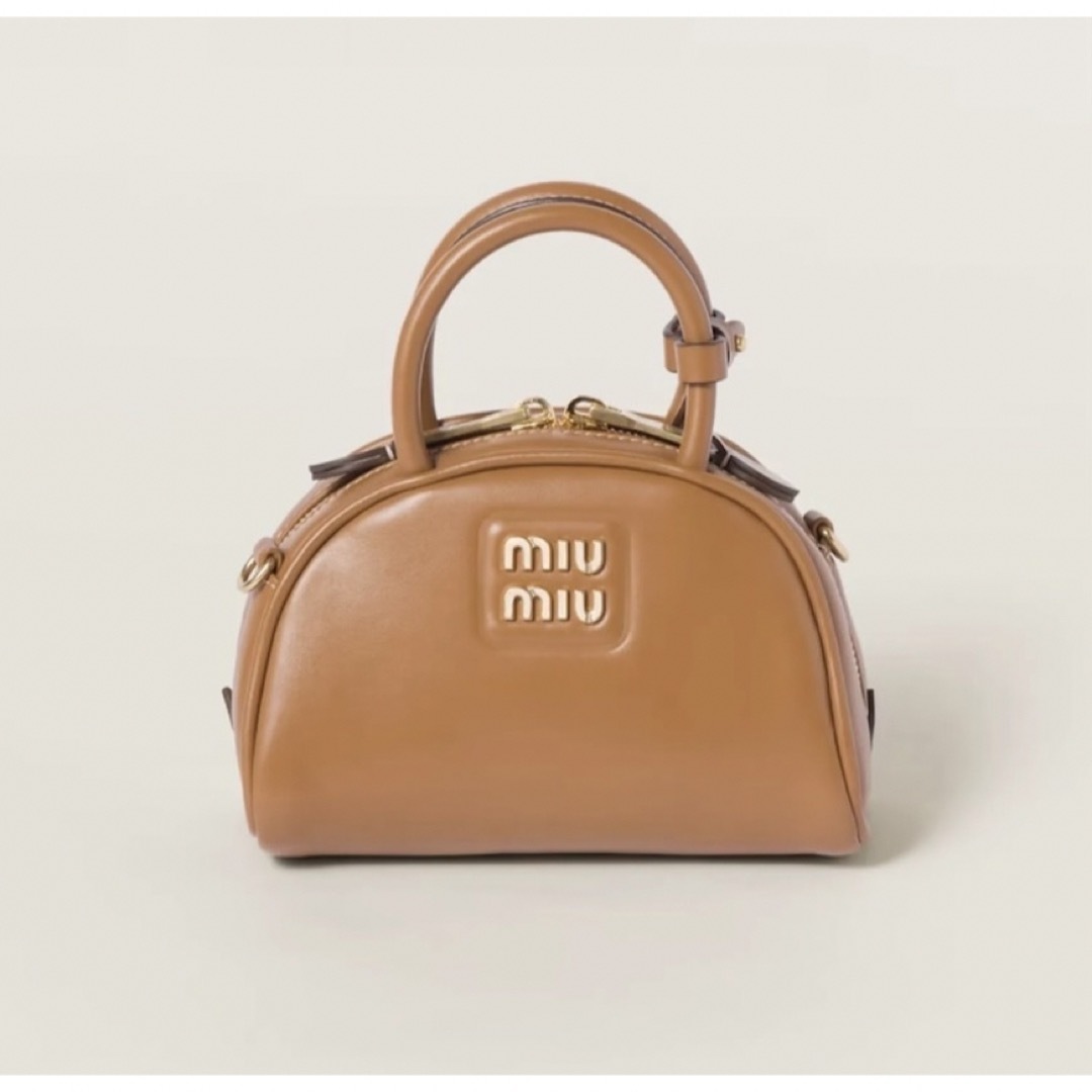 miumiu(ミュウミュウ)の**MiuMiu**　レザー トップハンドルバッグ・キャメル レディースのバッグ(ハンドバッグ)の商品写真