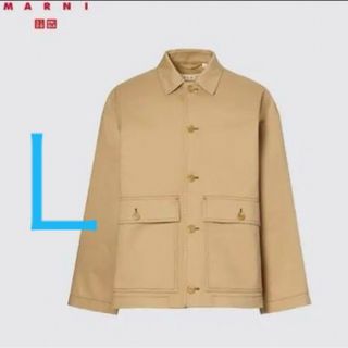 ユニクロ(UNIQLO)のUNIQLO オーバーサイズユーティリティジャケット　ベージュ　L(ブルゾン)