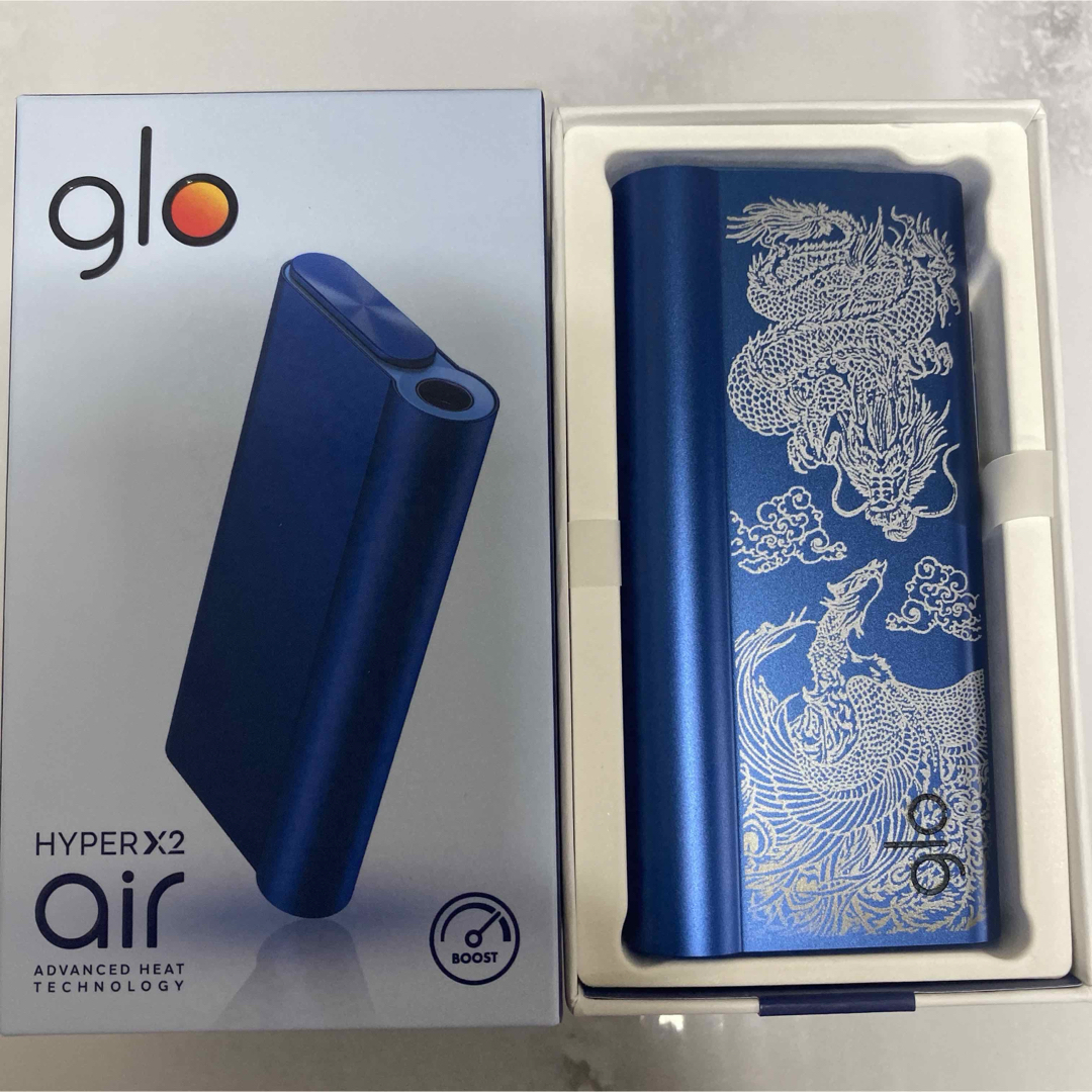 glo(グロー)の龍 鳳凰 加工 glo hyper air グローハイパー本体 オーシャンブルー メンズのファッション小物(タバコグッズ)の商品写真