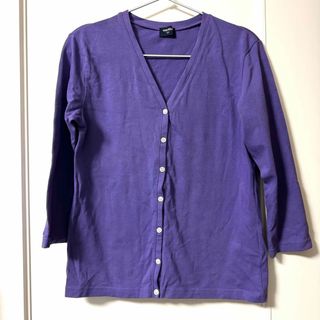 ユニクロ(UNIQLO)の● UNIQLO ユニクロ 紫色 カーディガン Mサイズ USED ●(カーディガン)