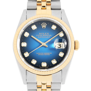 ロレックス(ROLEX)のロレックス デイトジャスト 16233G ブルー グラデーション P番 メンズ 中古 腕時計(腕時計(アナログ))