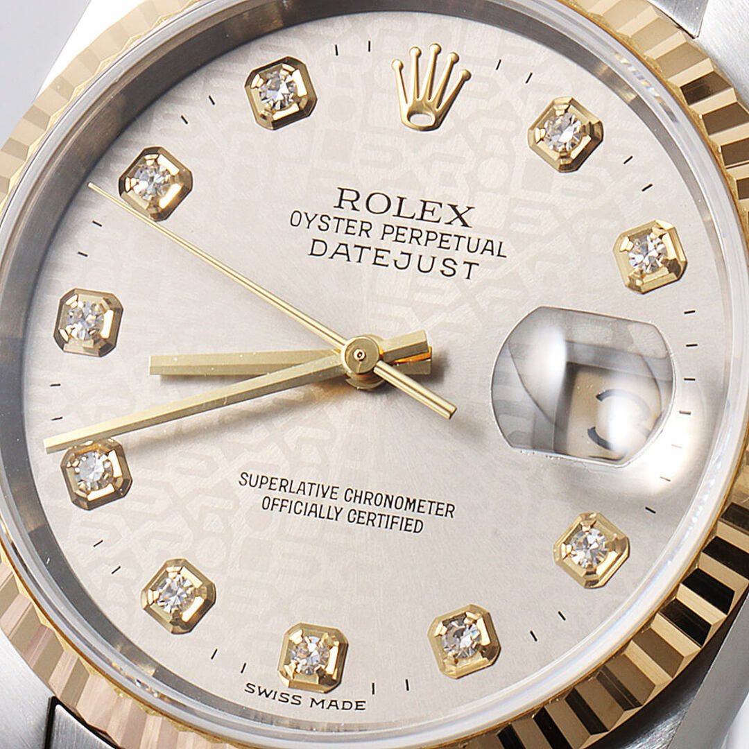 ROLEX(ロレックス)のロレックス デイトジャスト 10Pダイヤ 16233G グレー プリントコンピューター K番 メンズ 中古 腕時計 メンズの時計(腕時計(アナログ))の商品写真