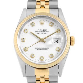 ロレックス(ROLEX)のロレックス デイトジャスト 10Pダイヤ 16233G ホワイト U番 メンズ 中古 腕時計(腕時計(アナログ))