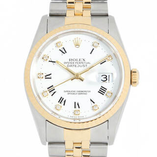 ロレックス(ROLEX)のロレックス デイトジャスト 10Pダイヤ 16233G ホワイト センターローマ X番 メンズ 中古 腕時計(腕時計(アナログ))