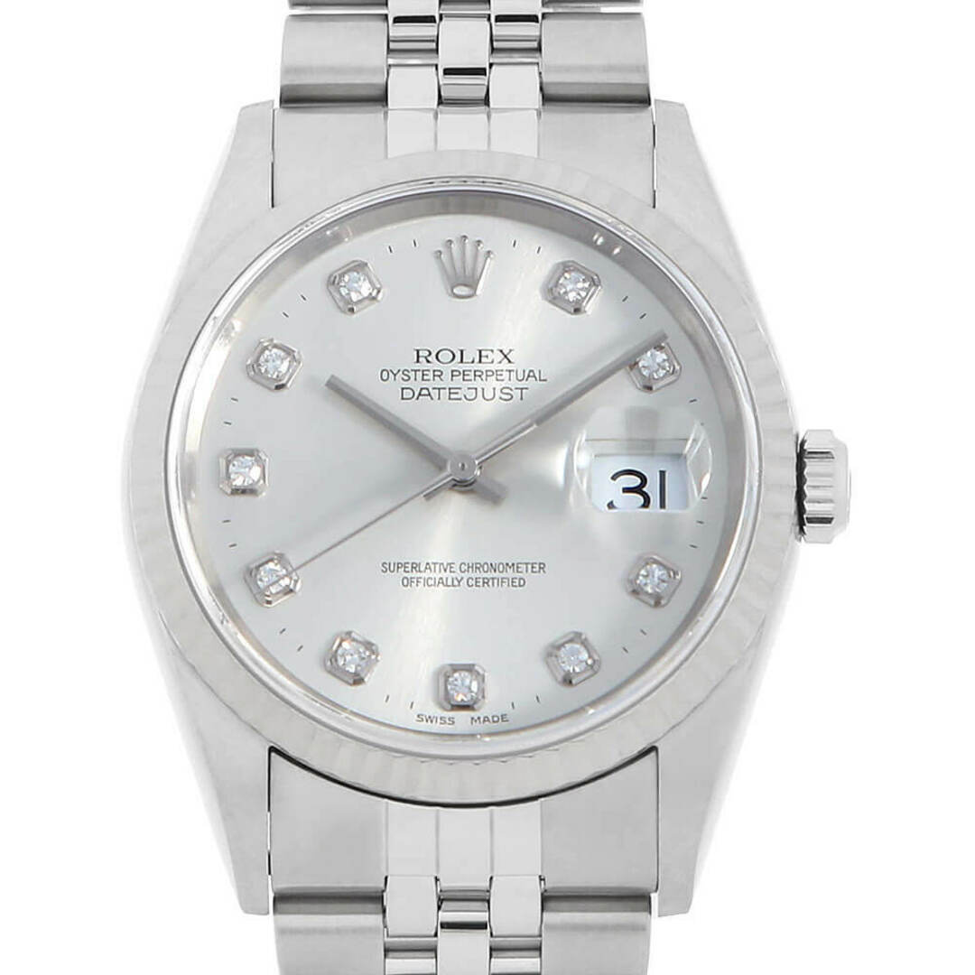 ROLEX(ロレックス)のロレックス デイトジャスト 10Pダイヤ 16234G シルバー A番 メンズ 中古 腕時計 メンズの時計(腕時計(アナログ))の商品写真