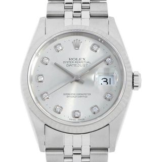 ロレックス(ROLEX)のロレックス デイトジャスト 10Pダイヤ 16234G シルバー A番 メンズ 中古 腕時計(腕時計(アナログ))