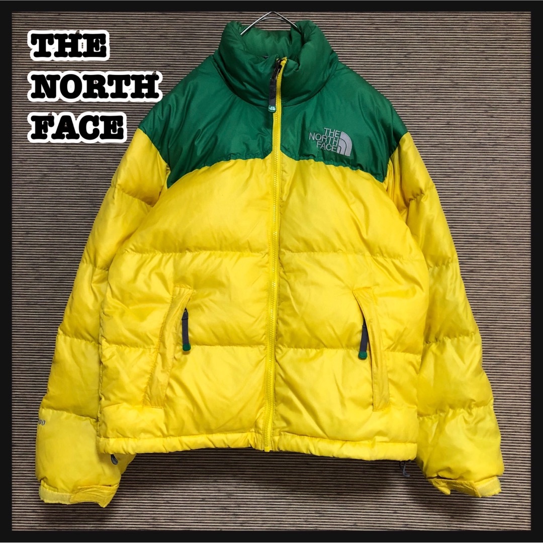 THE NORTH FACE(ザノースフェイス)の【ノースフェイス】ダウンジャケット　ヌプシ　700　黄色緑　ワンポイントK7 メンズのジャケット/アウター(ダウンジャケット)の商品写真