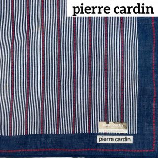 ピエールカルダン(pierre cardin)の★ピエールカルダン★ ハンカチ メンズ ストライプ 綿100％ ネイビー(ハンカチ/ポケットチーフ)