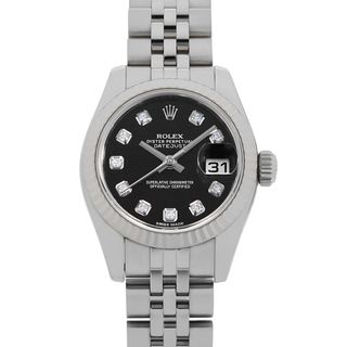 ロレックス(ROLEX)のロレックス デイトジャスト 10Pダイヤ 179174G ブラック ランダム番 レディース 中古(腕時計)