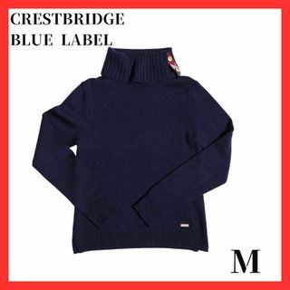 ブルーレーベルクレストブリッジ(BLUE LABEL CRESTBRIDGE)のブルーレーベル　クレストブリッジ　タートルニット　金ボタン　チェック　M(ニット/セーター)